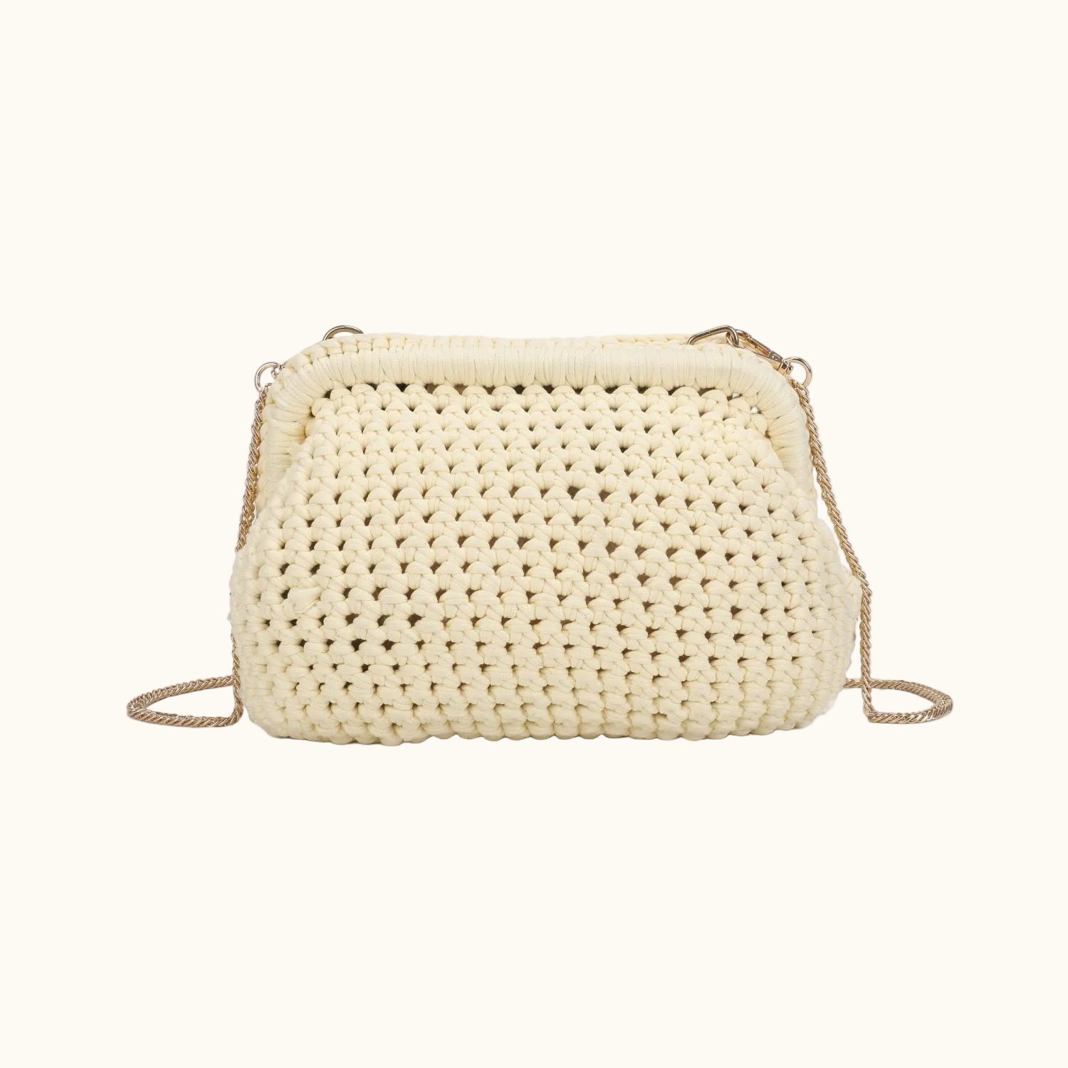 Woven handbag on a white background