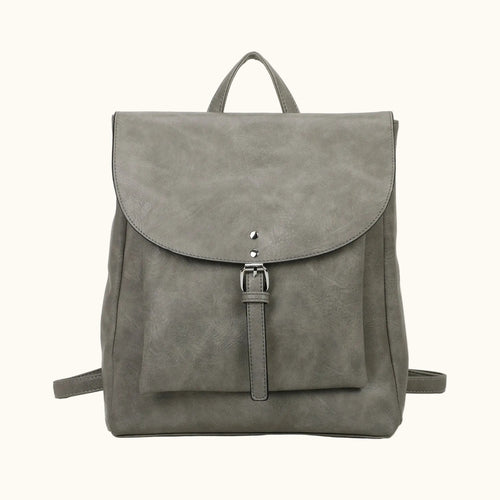 Gray backpack on a white background