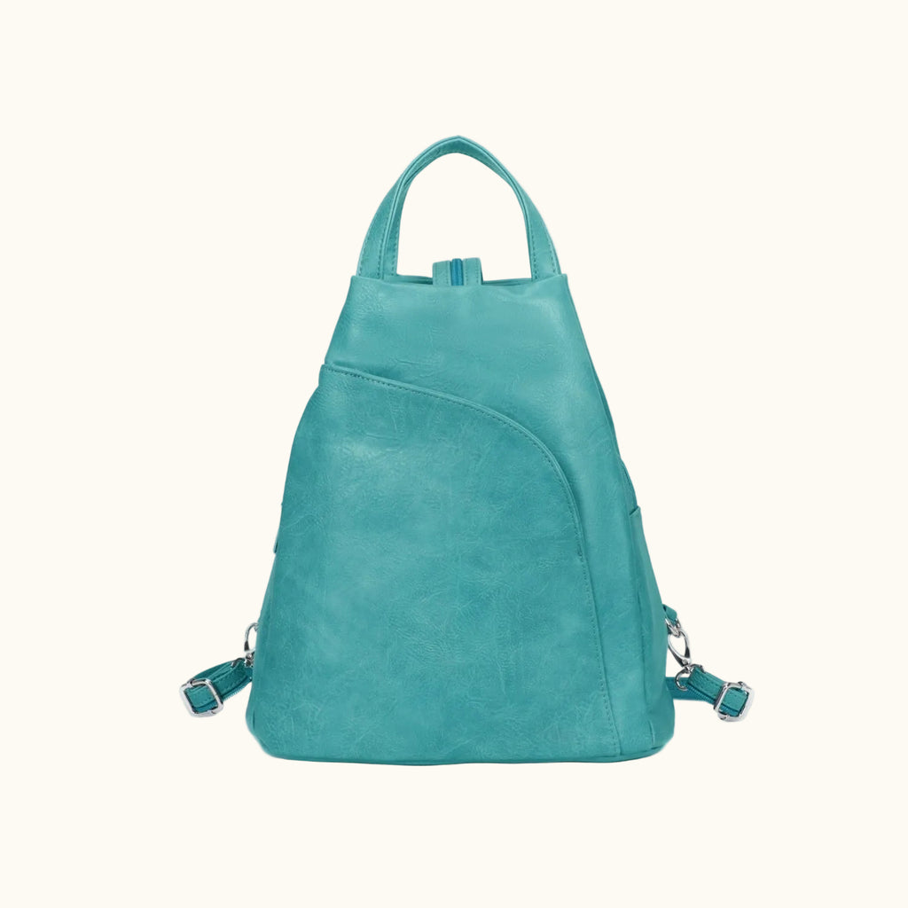 Teal backpack on a white background
