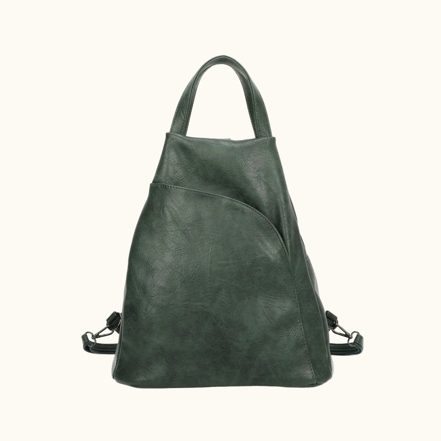 Green backpack on a white background