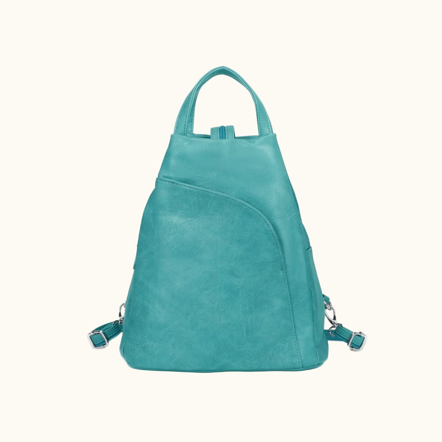 Teal backpack on a white background