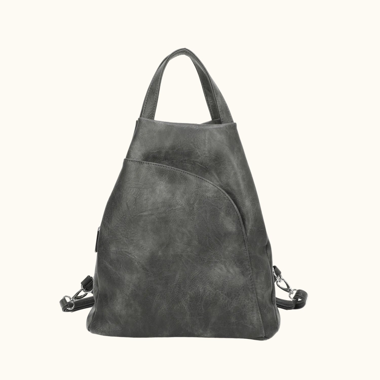 Gray backpack on a white background