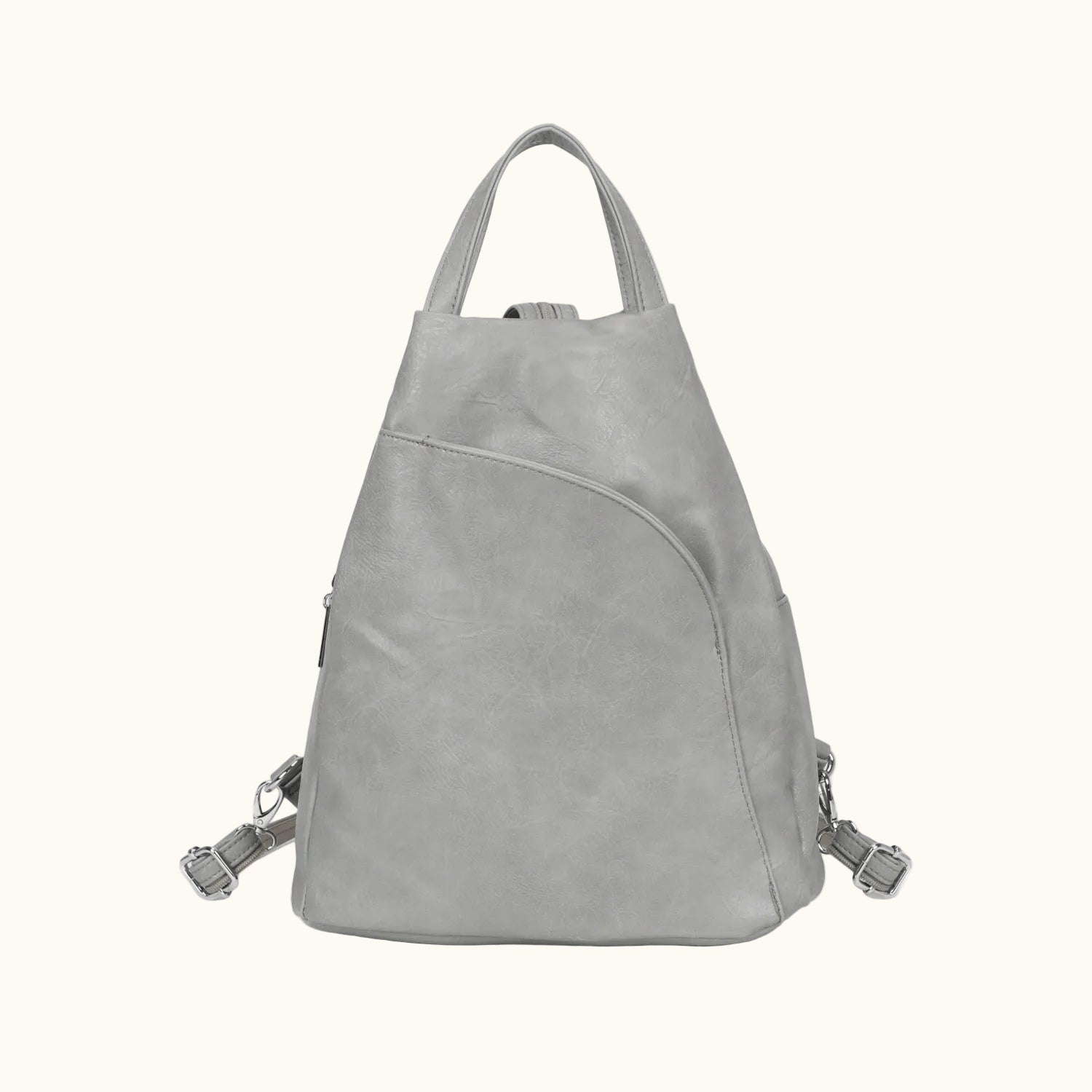 Gray backpack on a white background