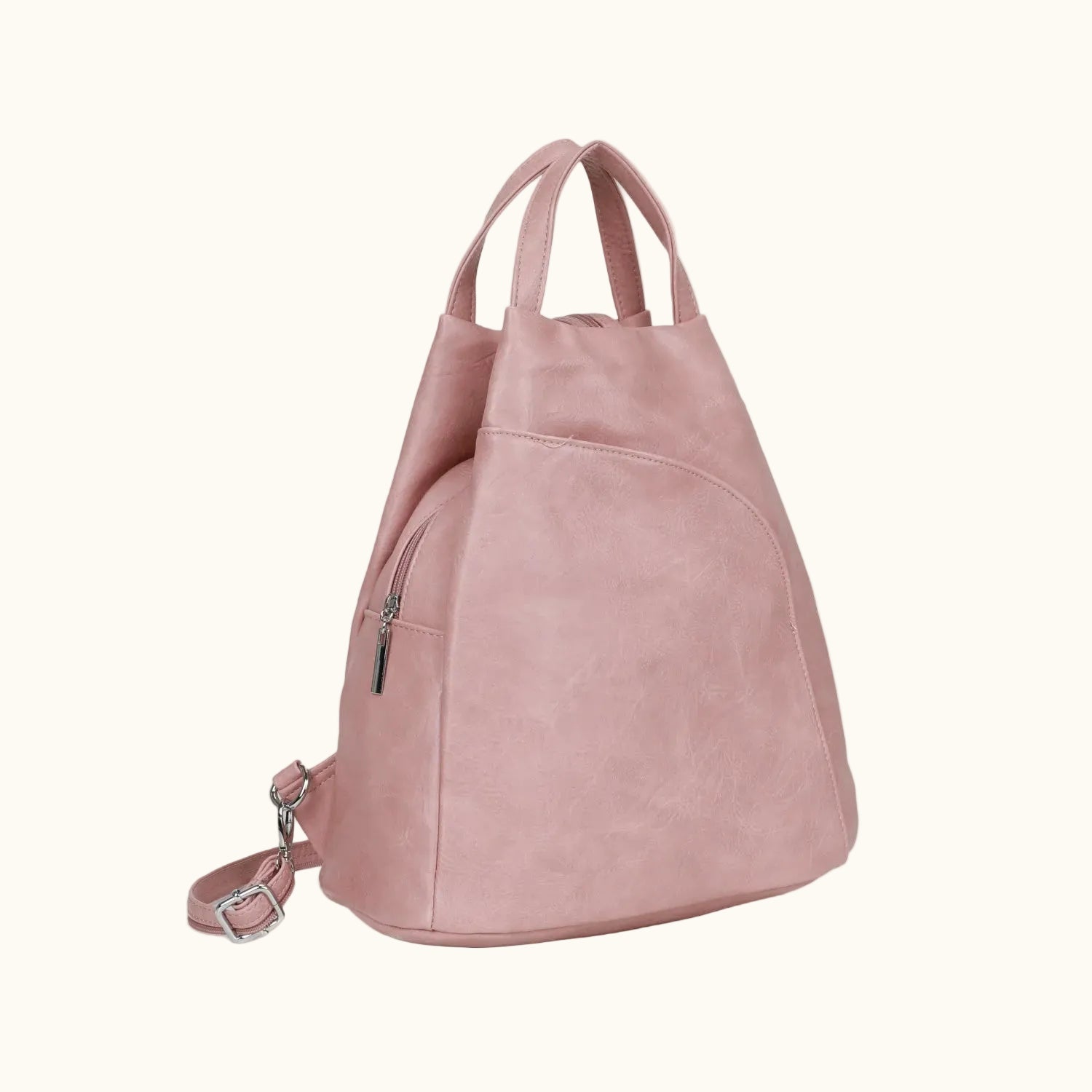Pink backpack on a white background