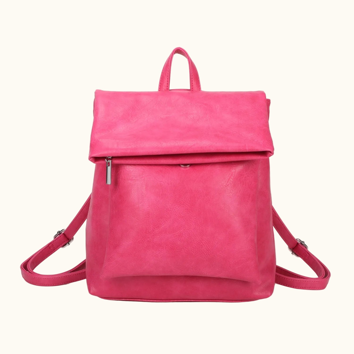 Pink backpack on a white background