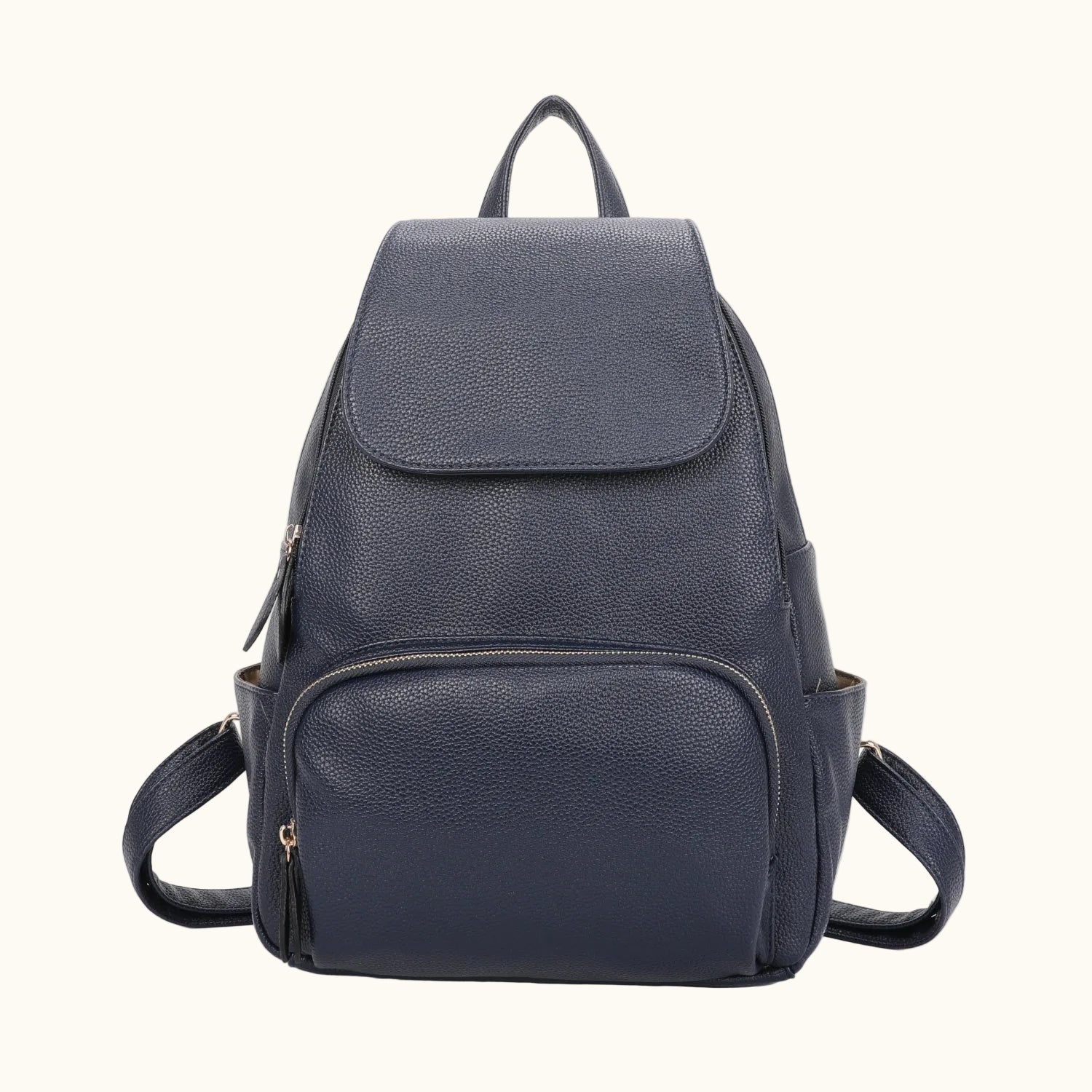Navy blue backpack on a white background