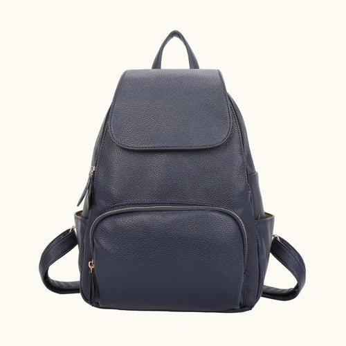 Navy blue backpack on a white background