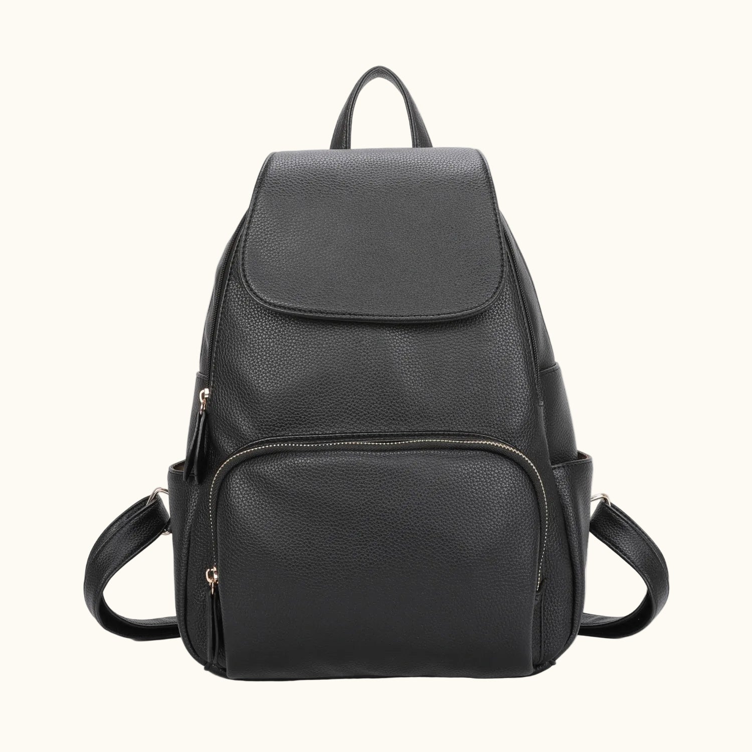 Black backpack on a white background