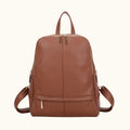 Brown leather backpack on a white background