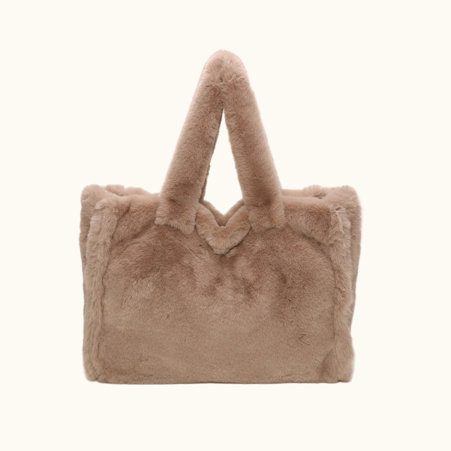 Brown fur tote bag on a white background