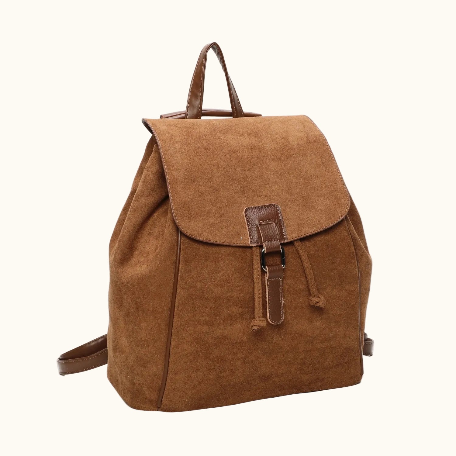Brown backpack on a white background