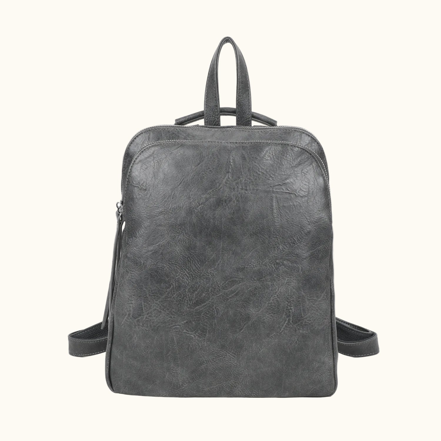 Gray backpack on a white background