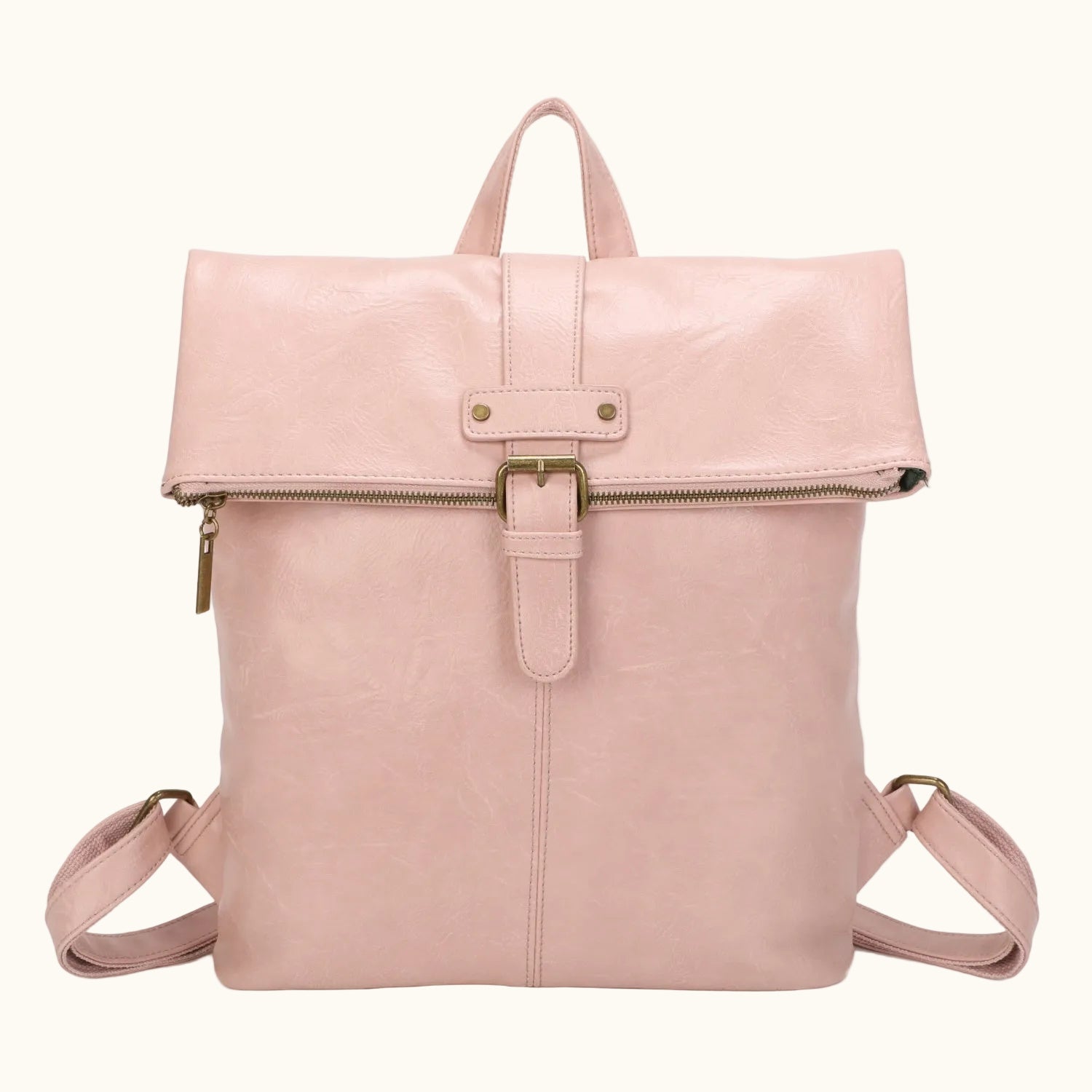 Pink backpack on a white background