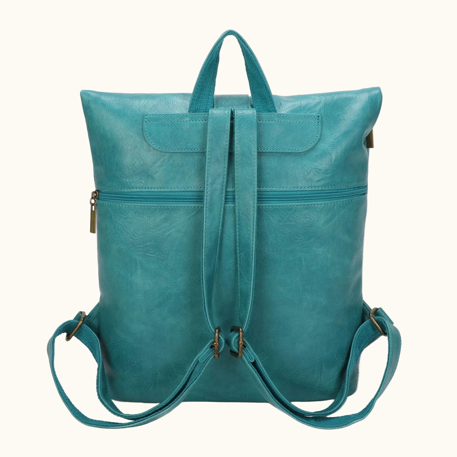 Teal backpack on a white background