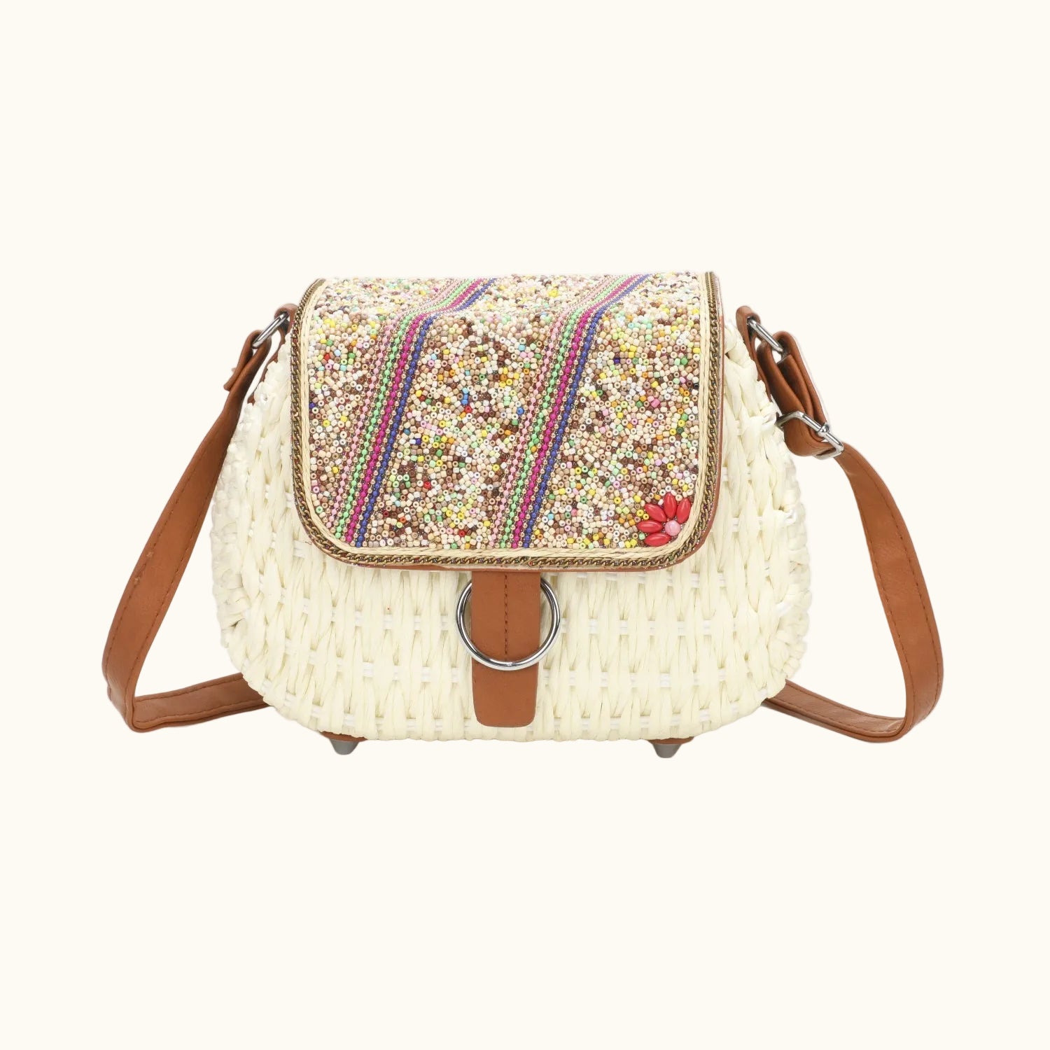 J6520 Straw Crossbody Bag