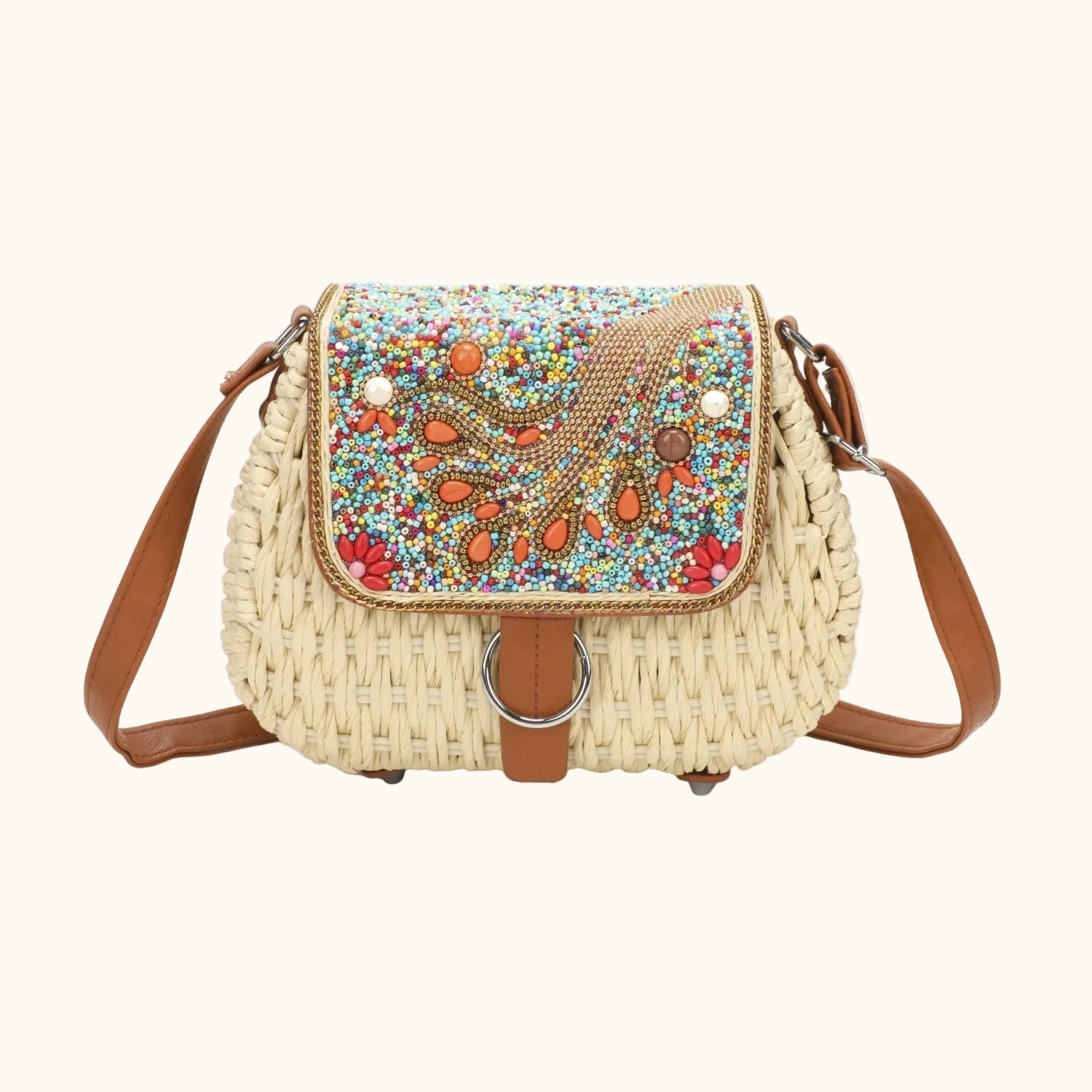 J6520 Straw Crossbody Bag