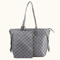 Gray handbag with a pattern on a white background