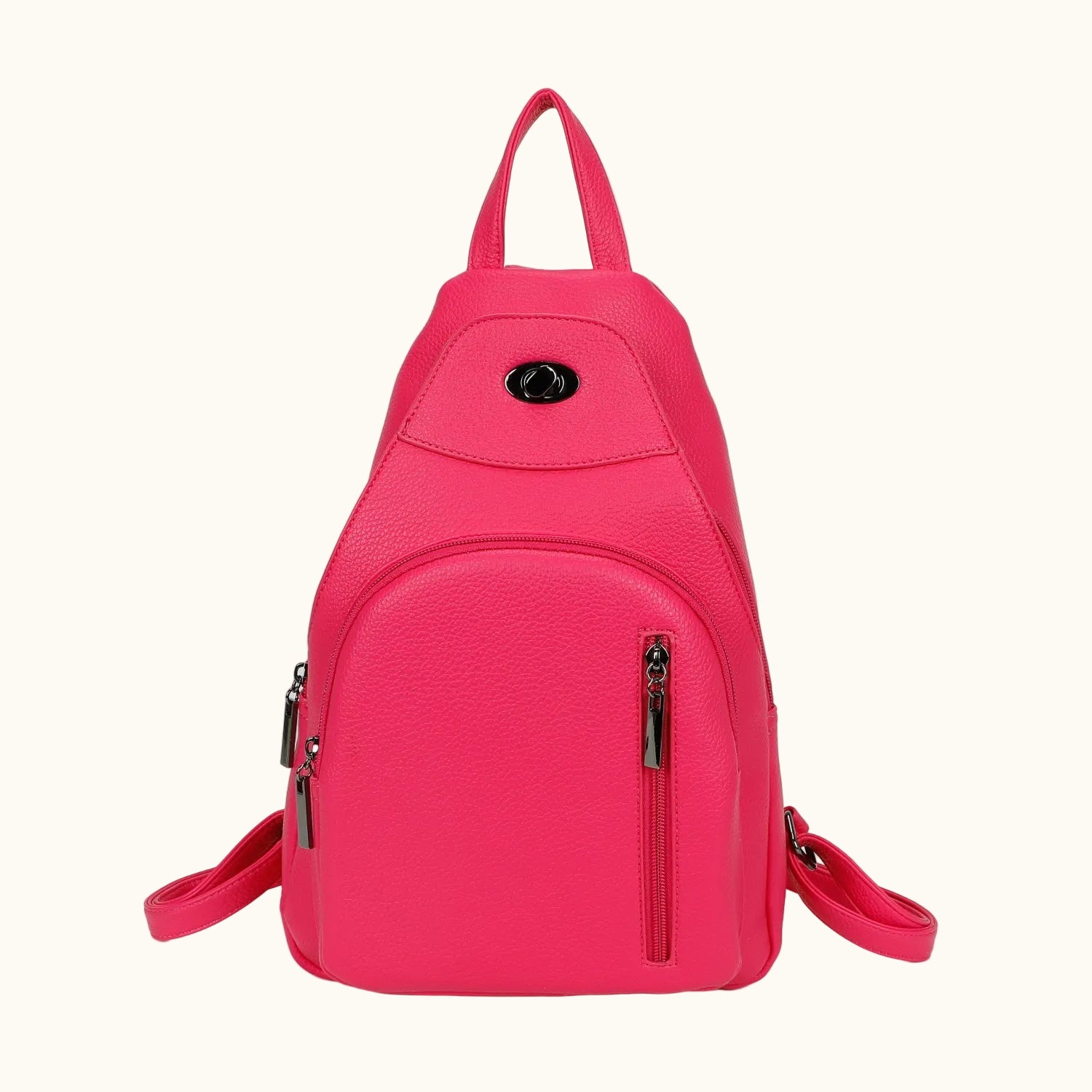 Pink backpack on a white background