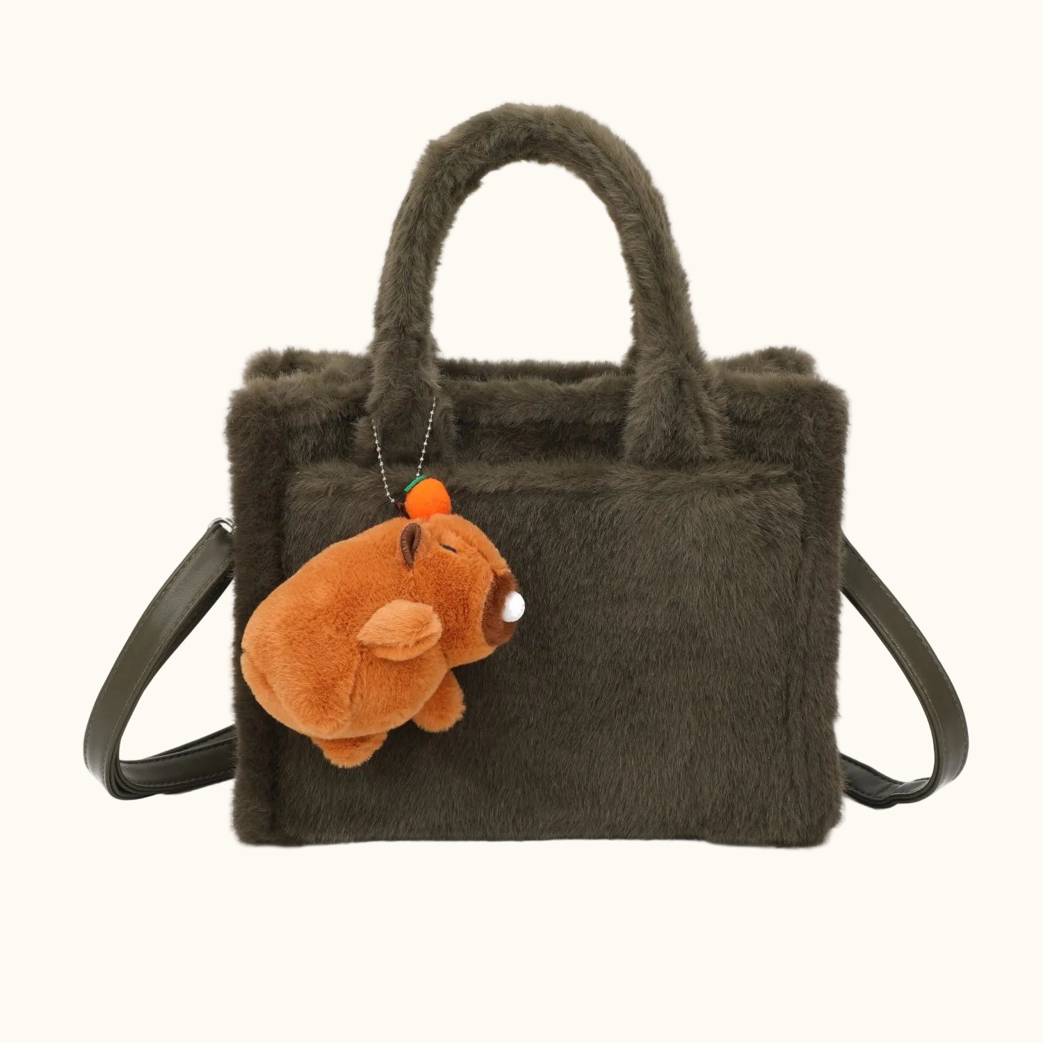 JM1658 Fluffy Tote Bag with Charm