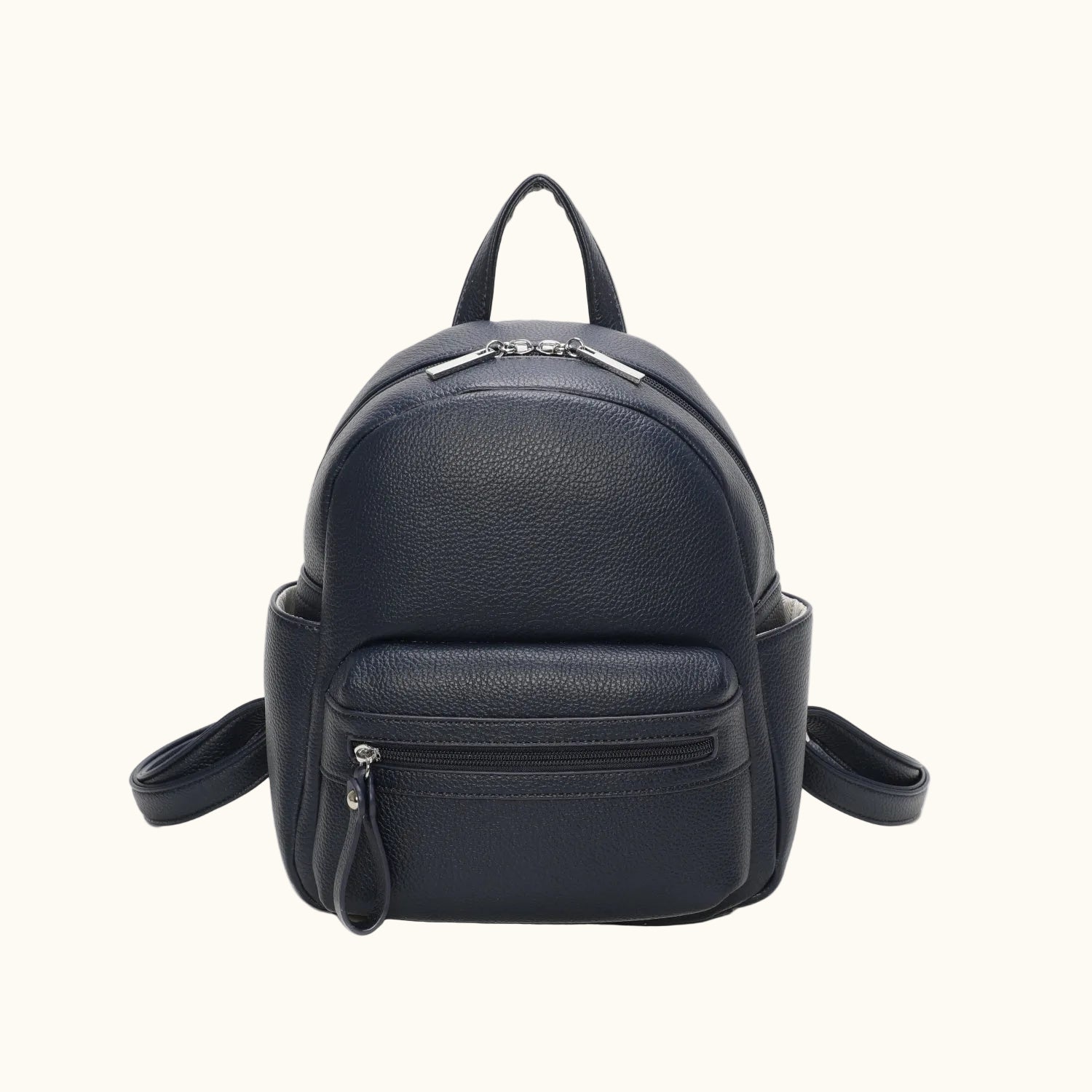 Black backpack on a white background