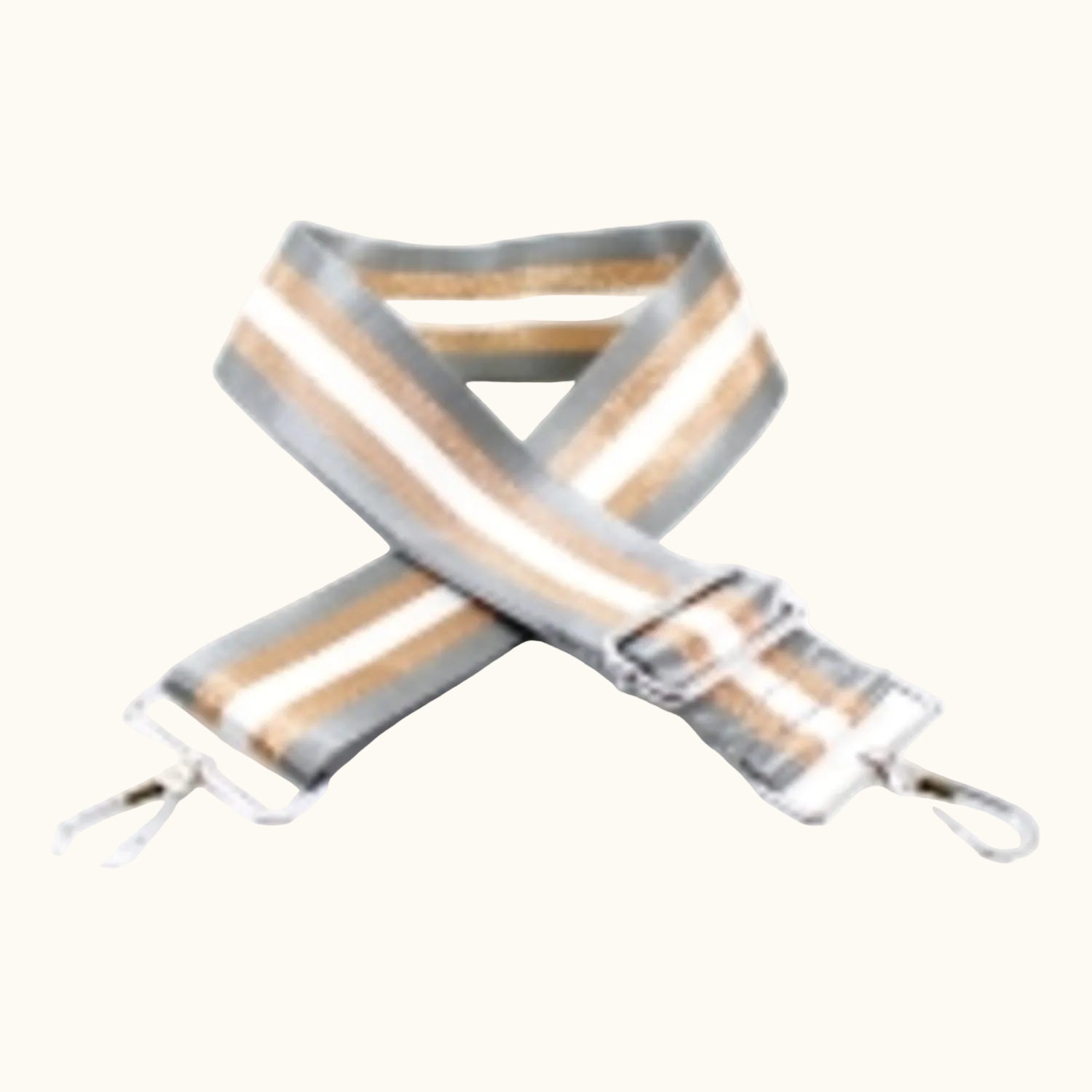 Striped strap with metal clasps on a white background