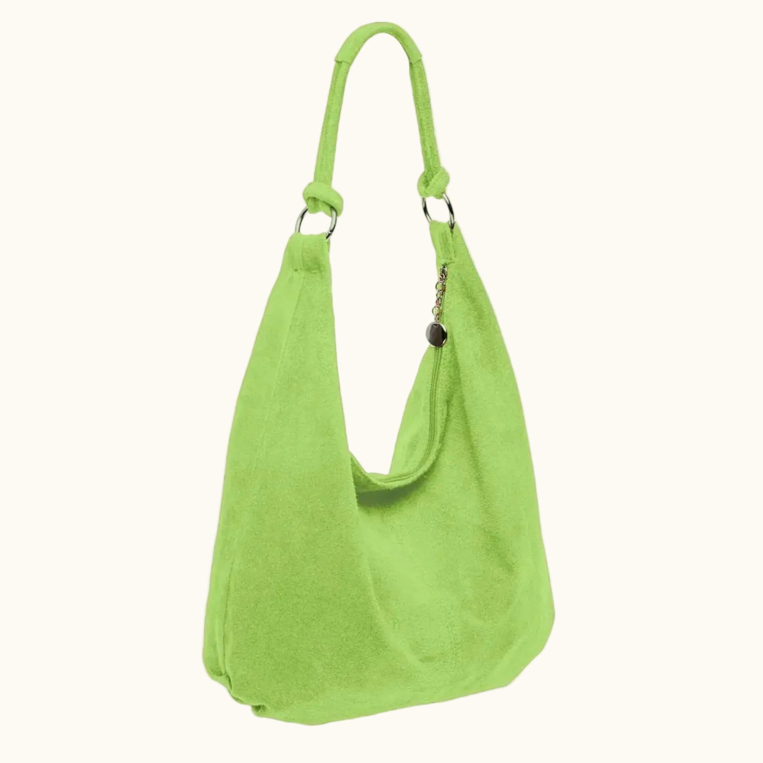 Green handbag on a white background