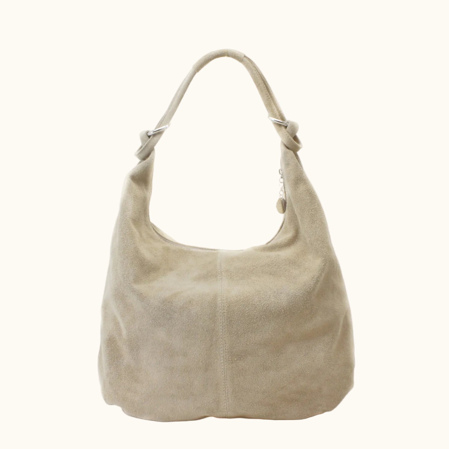 Beige handbag on a white background