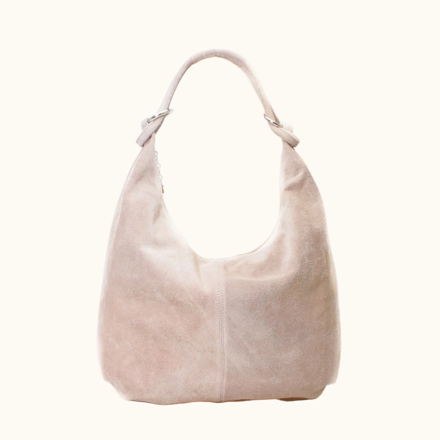 Beige handbag on a white background