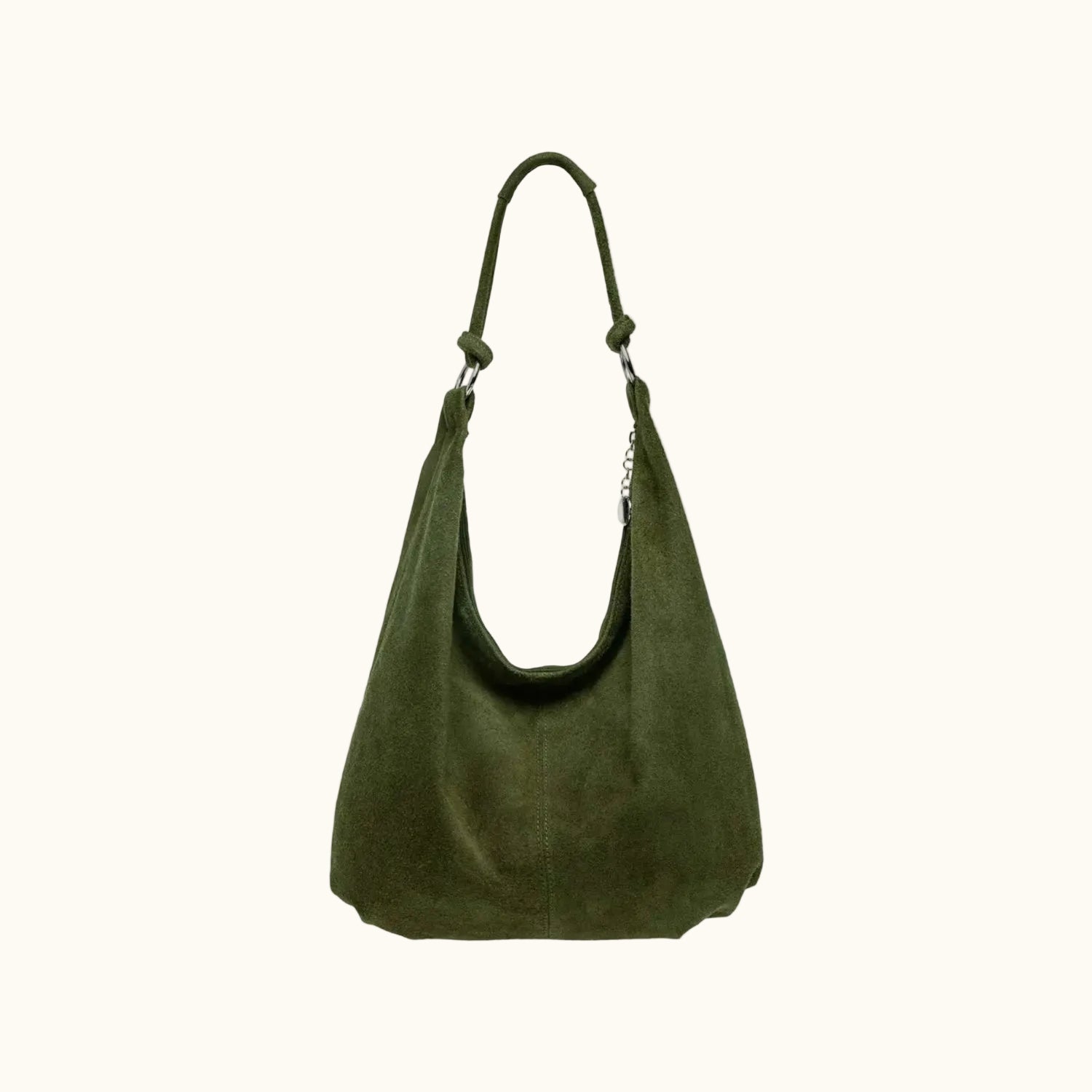 Green handbag on a white background