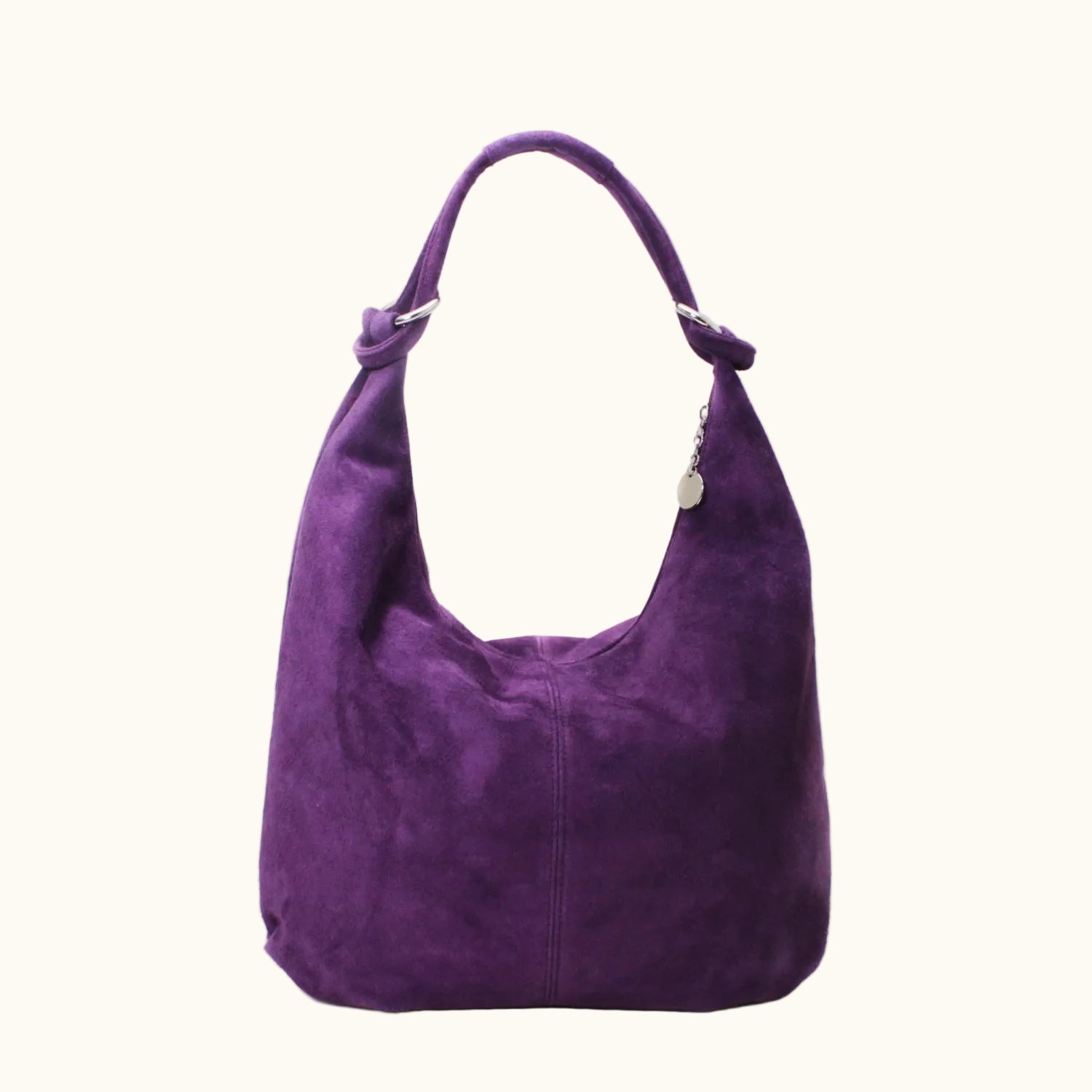 Purple handbag on a white background
