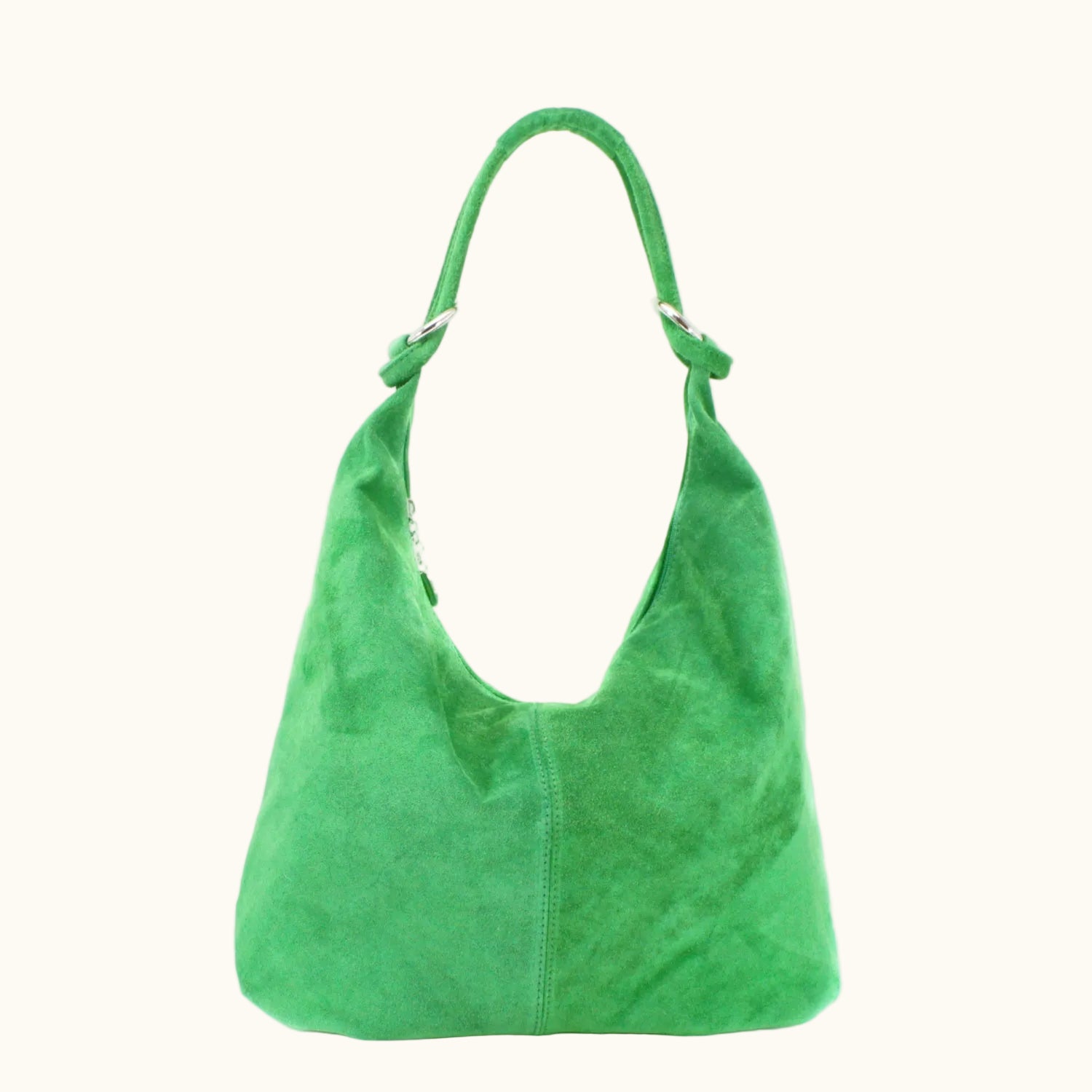 Green handbag on a white background