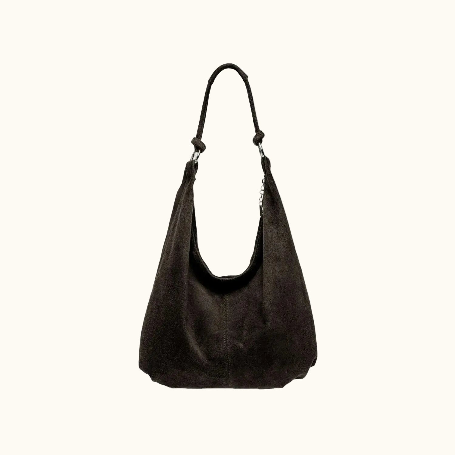 Black handbag on a white background