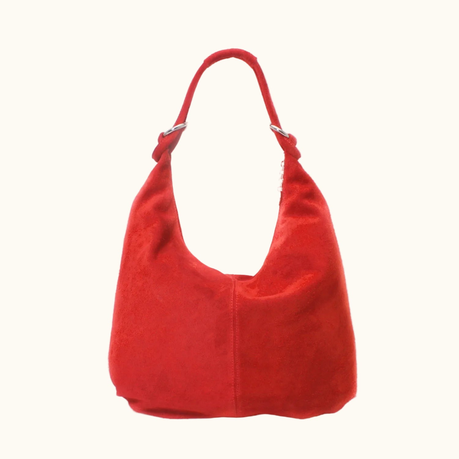 Red handbag on a white background