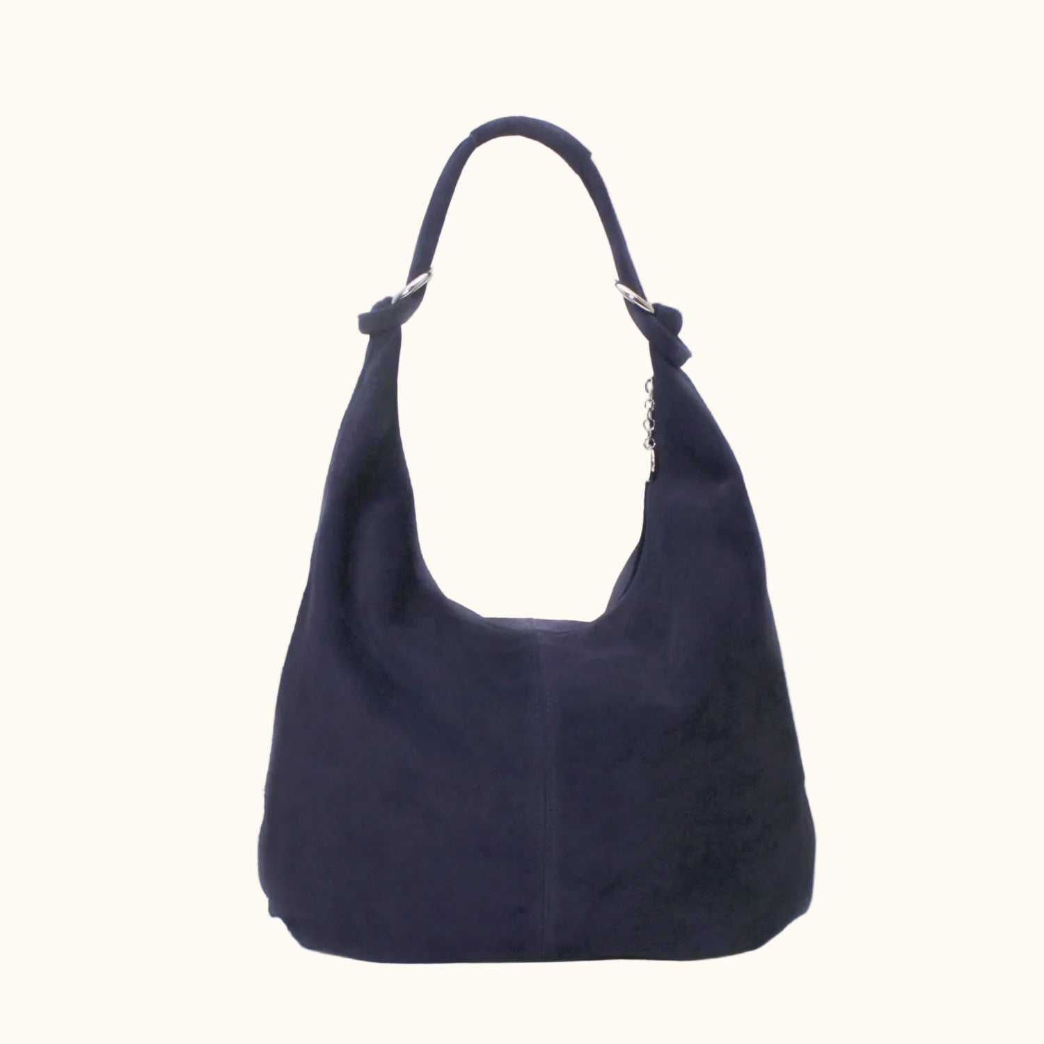 Navy blue handbag on a white background