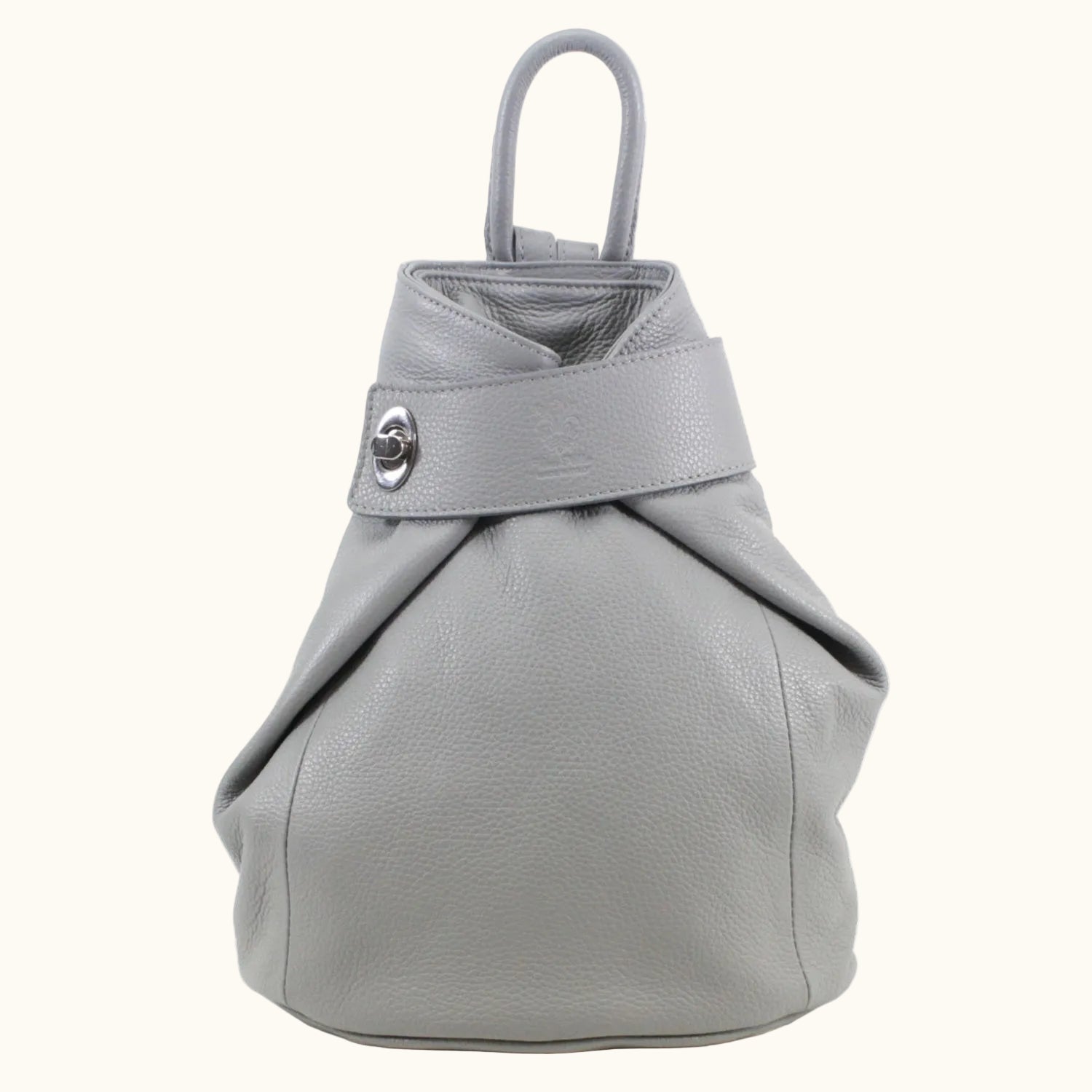 Gray drawstring bag on a white background