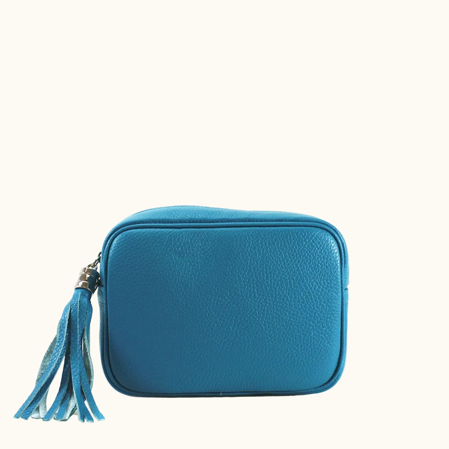 Blue pouch with a tassel on a white background