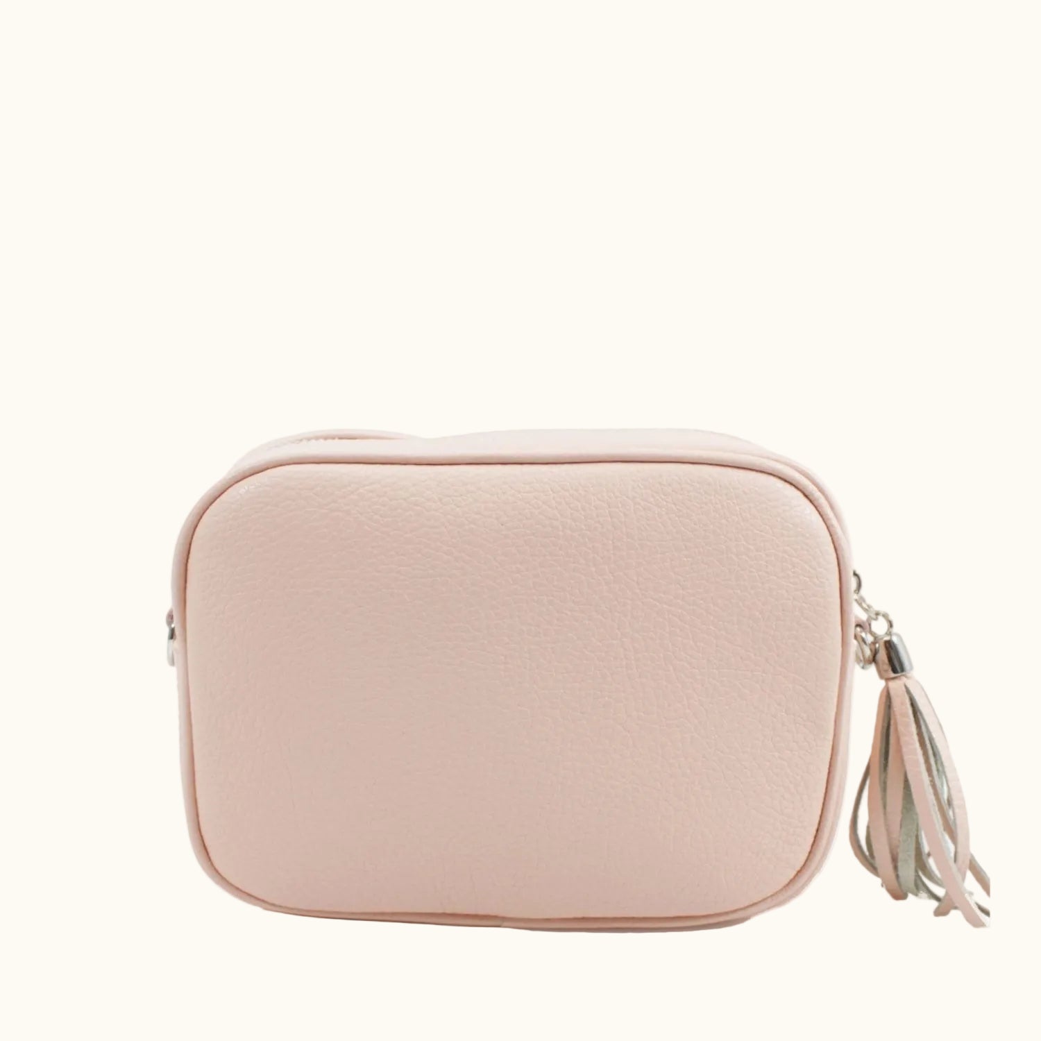Pink pouch with a tassel on a white background