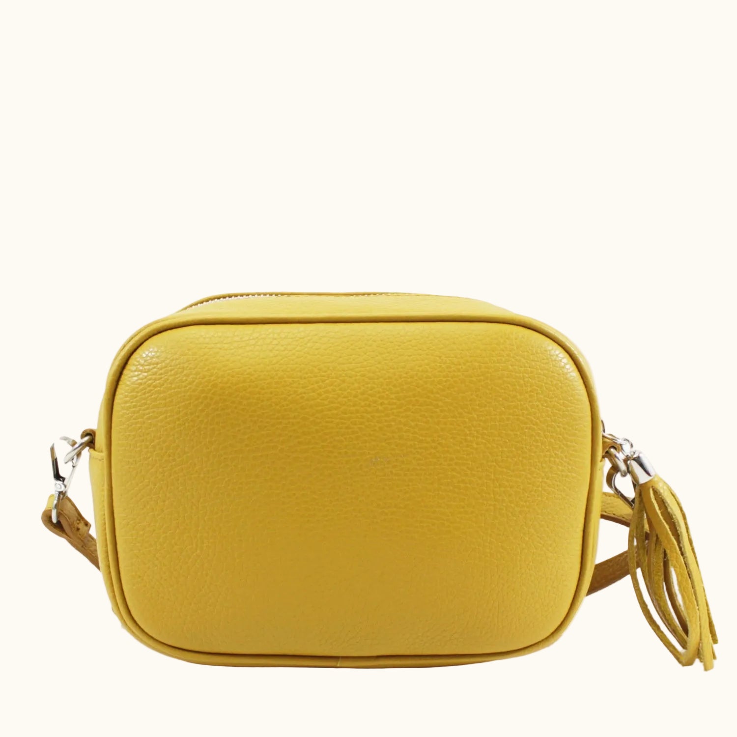 Yellow crossbody bag on a white background